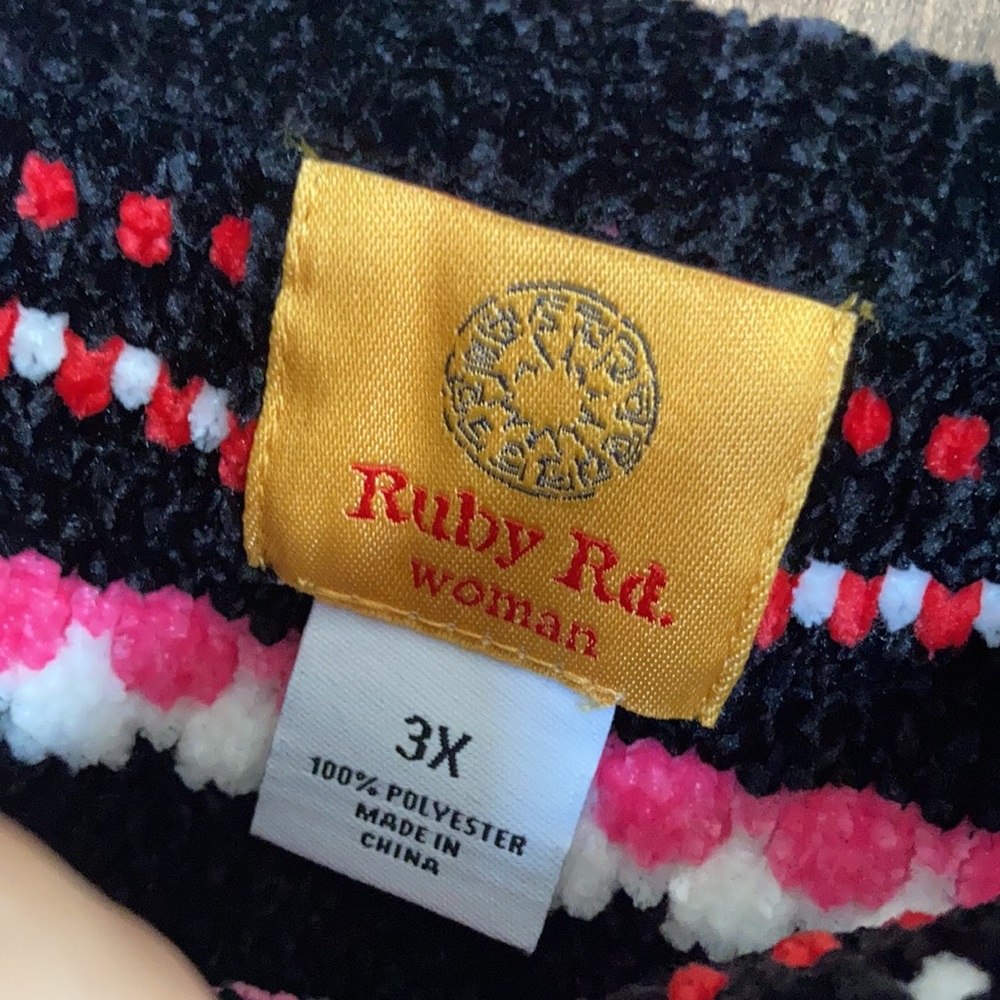 Ruby Rd sweater stripes black with pink red white gray casual office size 3X - Picture 9 of 17